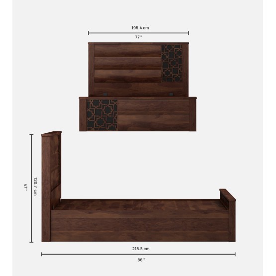 Artisan King Bed With Full Lifton- Sheesham