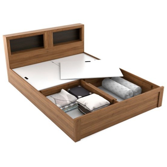 Blaze Queen Bed With Box Type Storage - Natural Teak