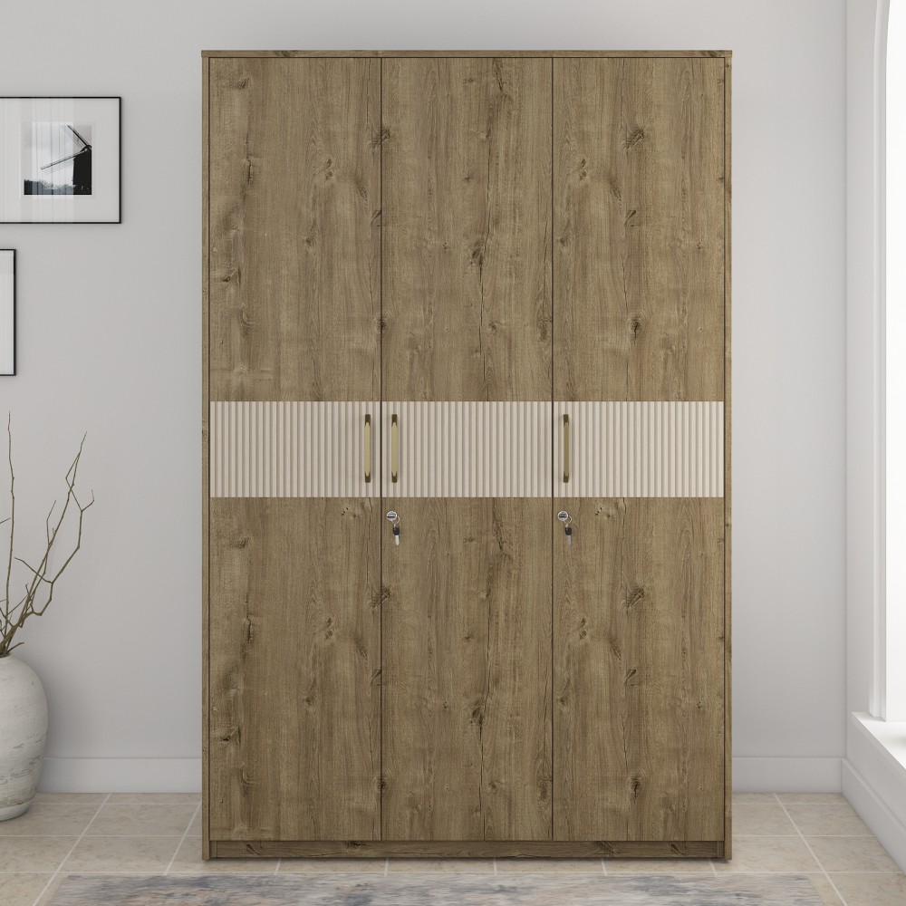 Gloria 3 Door Wardrobe- Sebastain Oak
