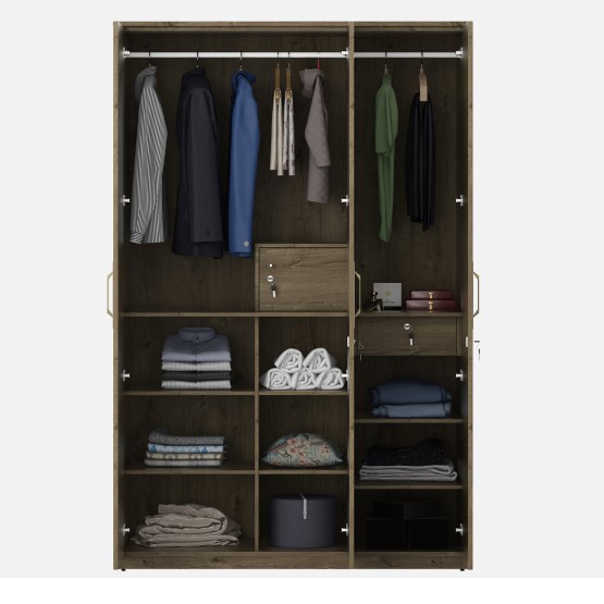 Gloria 3 Door Wardrobe- Sebastain Oak