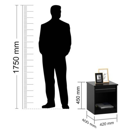 Basic Bedside Table - Natural Wenge